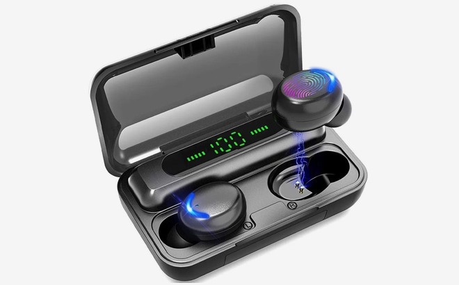 1 Wireless Waterproof Earbuds with Large Charging Case