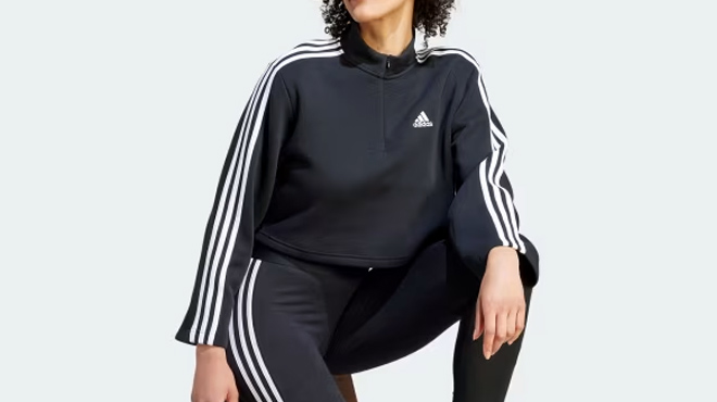 11 Adidas Womens Fleece Quarter Zip Sweatshirt