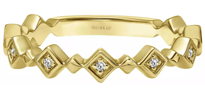 18k Gold Over Silver Diamond Accent Stackable Band Ring