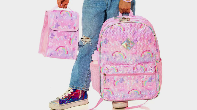 2 Girls Sequin Butterfly Backpack Set 6 Piece