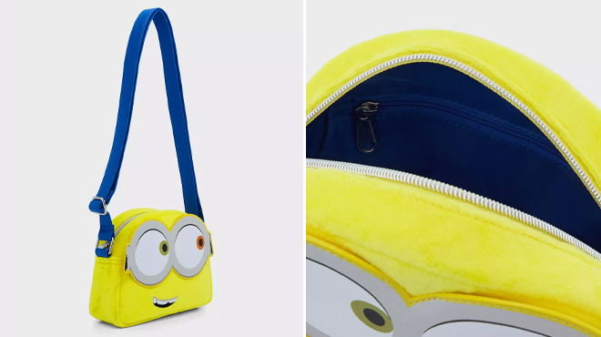 2 Loungefly Minions Bob Fuzzy Crossbody Bag