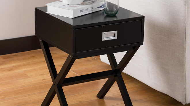 2 Modern Square Shape x Side Table with Drawer