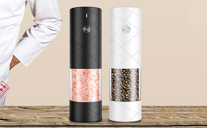 2 Pack Electric Salt and Pepper Grinder Set Rechargeable No Battery Needed