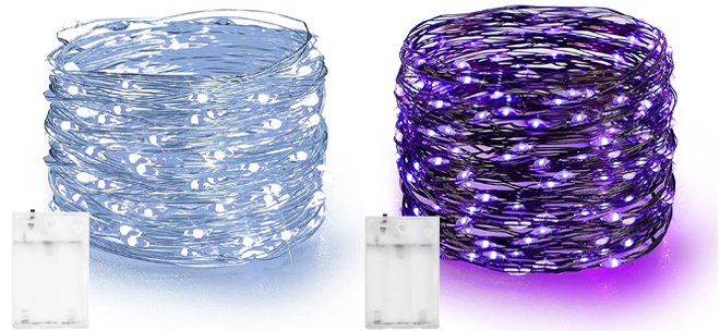 20 Feet LED String Lights in White and Purple Colors