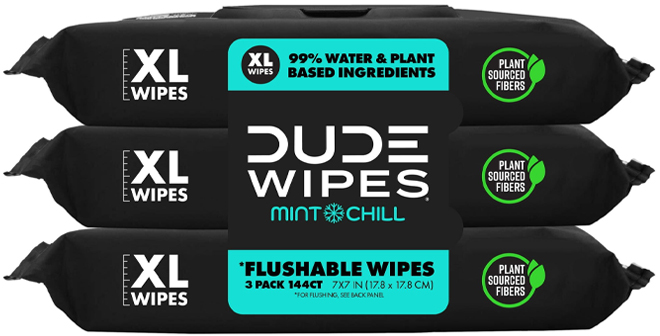 3 Pack Dude Wipes 144 Count