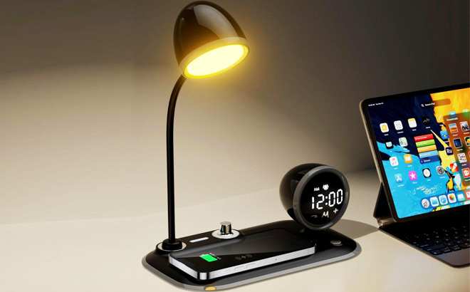 3 in 1 Wireless Charger Lamp and Bedside Clock