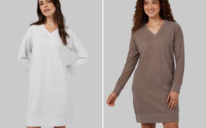 32 Degrees Womens Soft Sweater Knit VNeck Dress