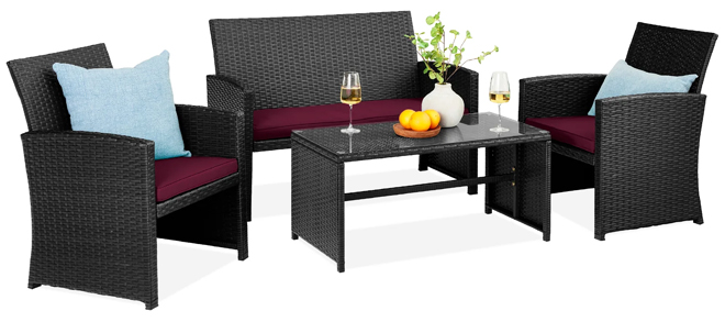 4 Piece Outdoor Wicker Conversation Patio Set