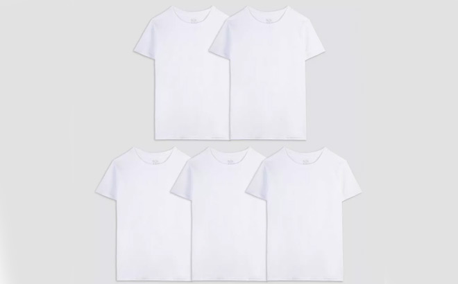 5 Piece White T Shirts