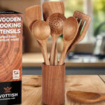 8 Piece Wooden Kitchen Utensil Set on the Table