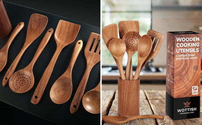 8 Piece Wooden Kitchen Utensil Set