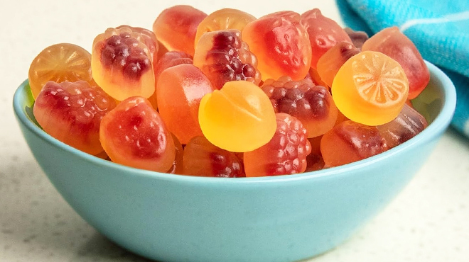 A Bowl Filled with Welchs Juicefuls Juicy Fruit Snacks