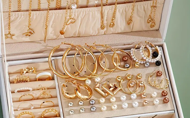 A Box with Various 84 Jewelry Pieces