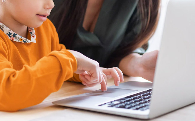 A Child Using a Laptop