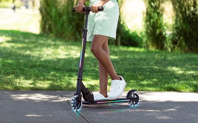 A Kid Riding a Jetson Mark Kids 2 Wheel Light Up Kick Scooter