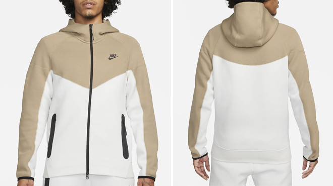 A Man Wearing Nike Sportswear Tech Fleece Windrunner Full Zip Hoodie