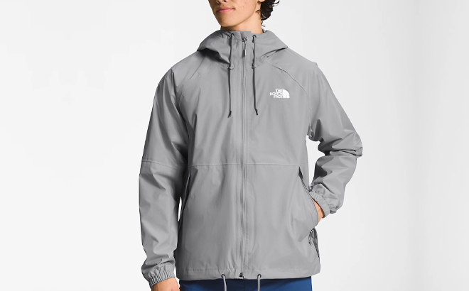 A Man Wearing The North Face Antora Rain Hooded Jacket