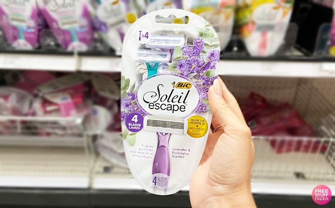 A Person Holding BIC Soleil Escape Womens Disposable Razors