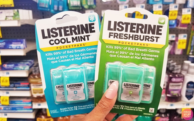 A Person Holding Listerine Breath Strips