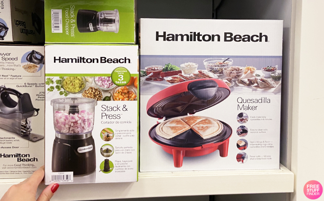 A Person Holding a Hamilton Beach Stack Press Food Chopper