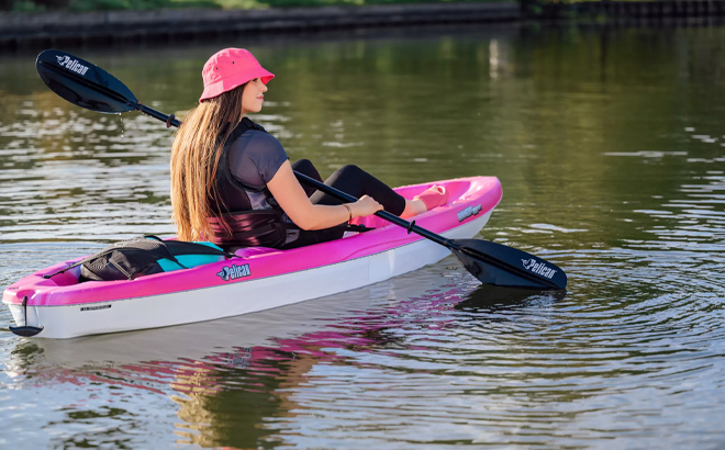 A Person Sitting in the Pelican Bandit NXT 100 Kayak on the Water