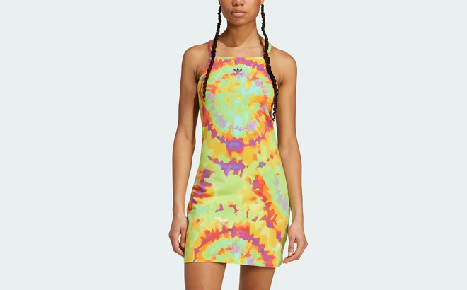 A Person Wearing Adidas Womens Tie Dyed Dress