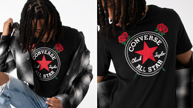 A Person Wearing Converse Rose Chuck Patch Tee