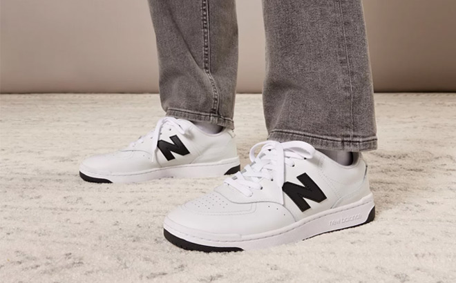 A Person Wearing New Balance BB80 in White and Black Colors