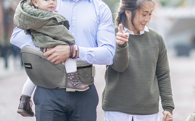 A Person Wearing the Baby Hip Carrier