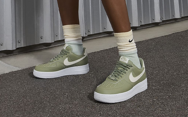 A Person Wearing the Nike Air Force 1 07 Womens Shoes