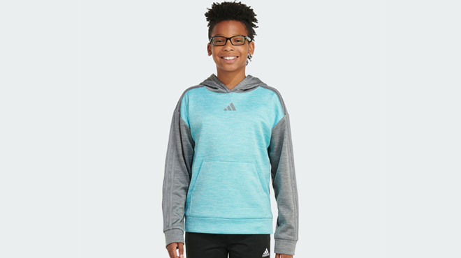 A Person wearing Adidas Long Sleeve Game Go Melange Kids Hoodie