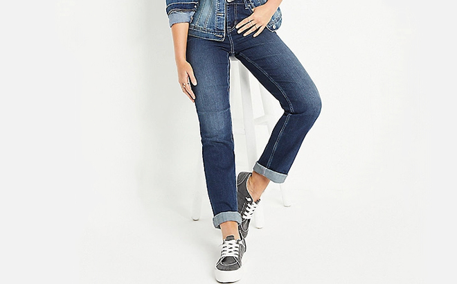 A Person wearing Maurices Classic Straight Mid Rise Jeans