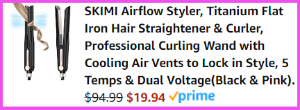 A Screen Shot of the Checkout Page for Skimi Airflow Styler Iron