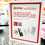 A Sign Showing Target Circle and ULTA Rewards Free Gift Options