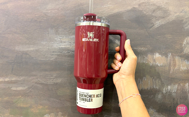 A Woman Holding Stanley 40 Ounce H2.0 Flowstate Quencher Tumbler