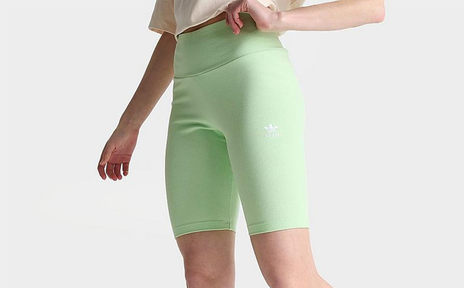 A Woman Wearing Adidas Originals Adicolor Essentials Bike Shorts