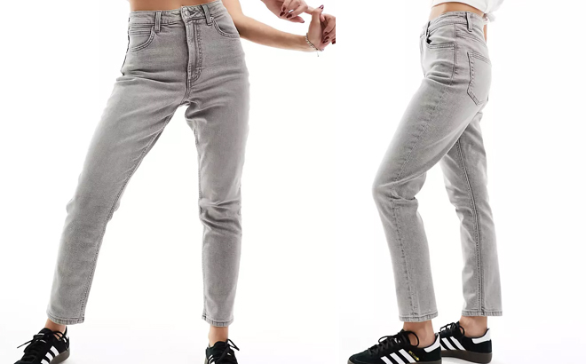 A Woman Wearing Asos Design Slim Mom Jeans