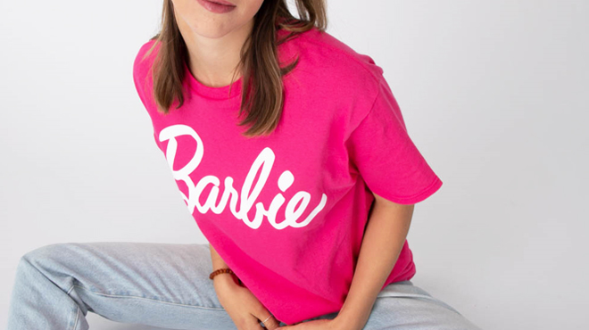 A Woman Wearing Barbie Tee