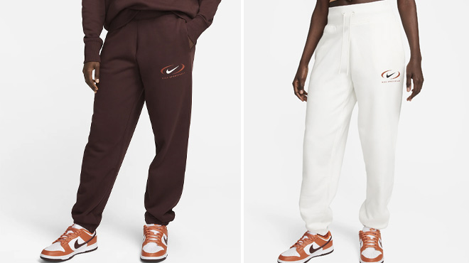 A Woman Wearing Nike Sportswear Club Fleece Oversized High Waist Sweatpants