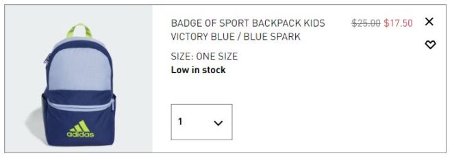 Adidas Badge of Sport Kids Backpack Checkout Page