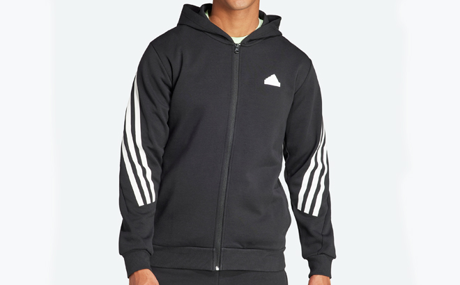 Adidas Mens 3 Stripes Full Zip Hoodie