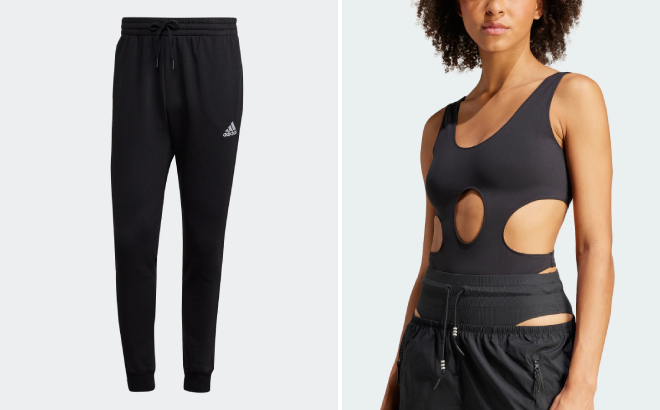 Adidas Mens Fleece Tapered Pants and Womens Designed by Rui Zhou Bodysuit