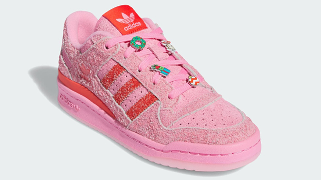 Adidas Originals Forum Low Classic x The Grinch Womens Shoes in Pink Red Color