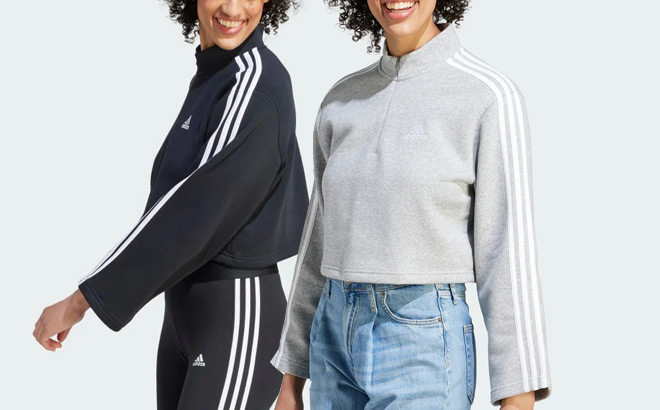 Adidas Womens 3 Stripes Fleece Sweatshirt