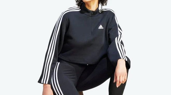 Adidas Womens 3 Stripes Fleece Sweatshirts