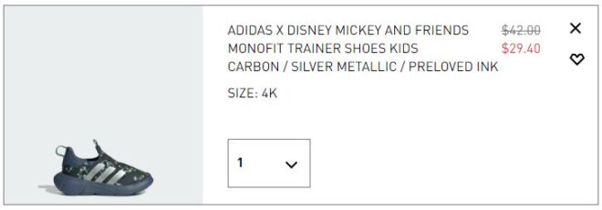 Adidas x Disney Mickey and Friends Monofit Trainer Toddler Shoe Checkout Page 1