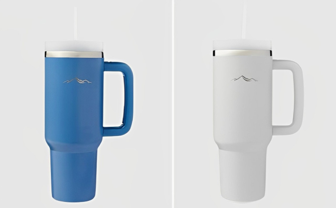 Adventuridge Thirst Crusher Tumblers in Powder Blue and Grey Colors