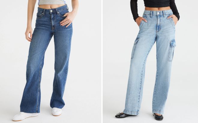 Aeropostale High Rise Wide Leg Jeans and Wide Leg Cargo Jeans