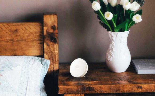 Airthings Wave Mini Air Quality Sensor on a Table