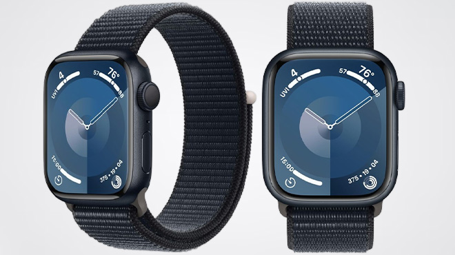 Apple Watch Series 9 with Midnight Aluminum Case and Midnight Sport Loop